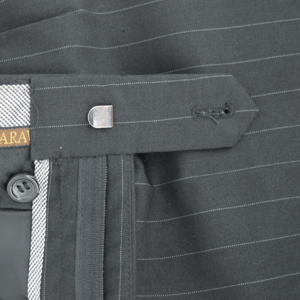 Caravelli Mens 34x31 Black Pinstripe Double Pleated Dress Pants Polyester Blend - Picture 5 of 11